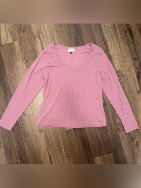 Universal Thread Mauve Pink Ribbed Long Sleeve Tee - Size XXL